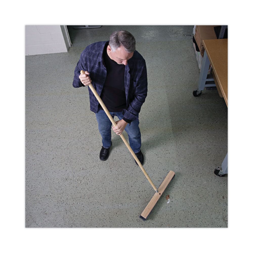 Metal Tip Threaded Hardwood Broom Handle, 1.13" dia x 60", Natural - Image 4