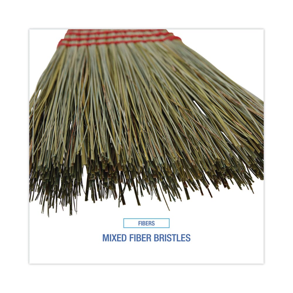 Mixed Fiber Maid Broom, Mixed Fiber Bristles, 55" Overall Length, Natural, 12/Carton - Image 3