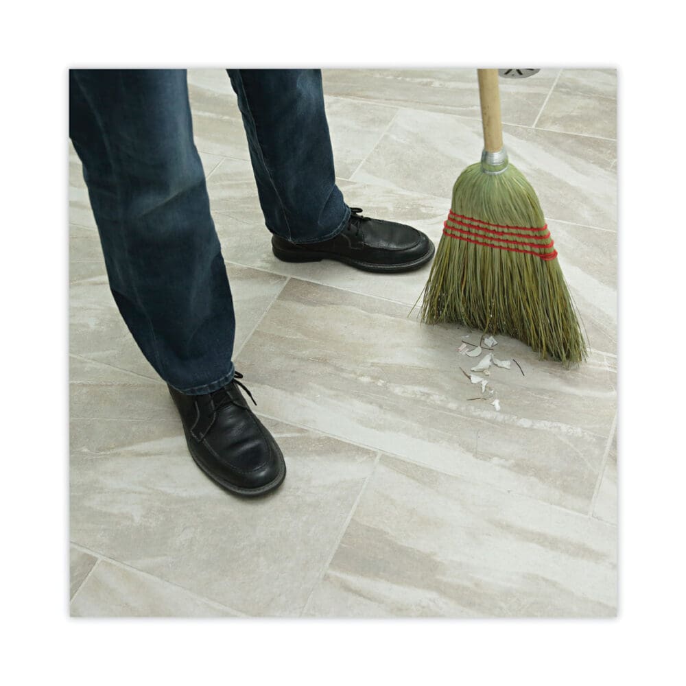 Mixed Fiber Maid Broom, Mixed Fiber Bristles, 55" Overall Length, Natural, 12/Carton - Image 4