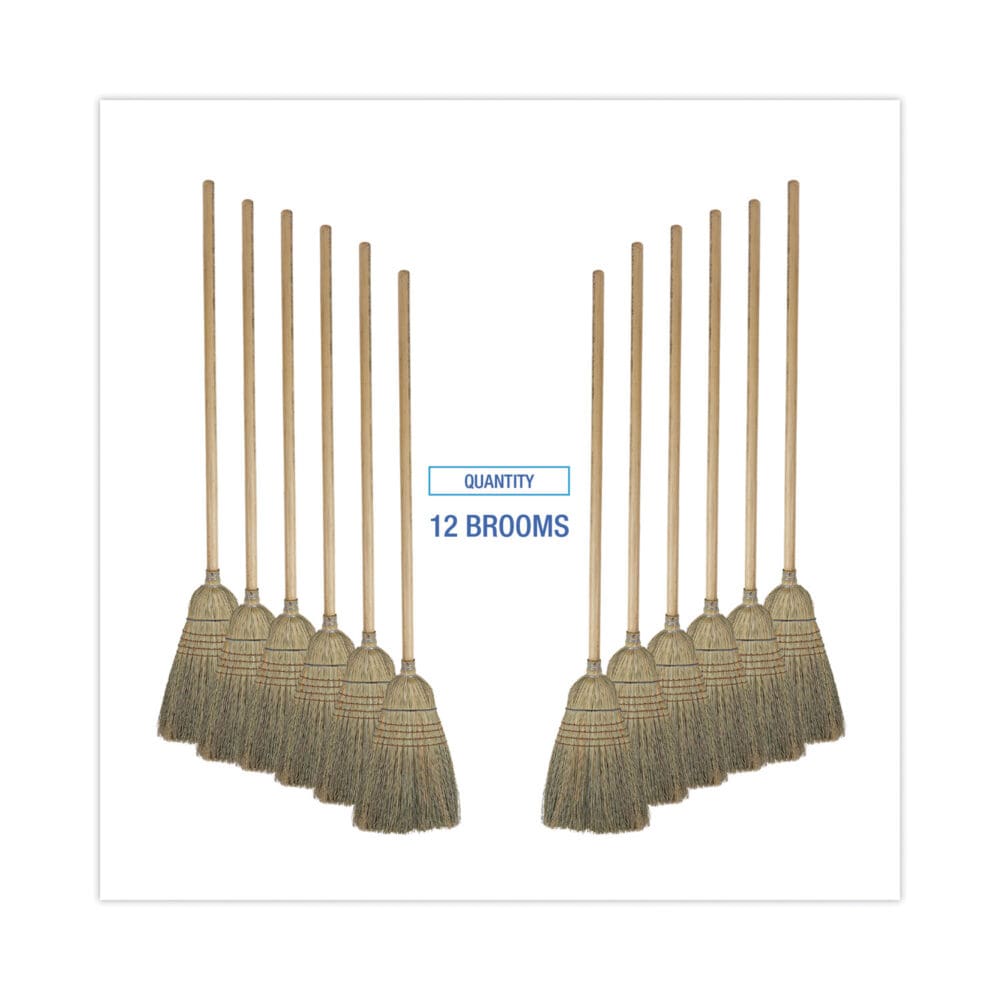 Warehouse Broom, Corn Fiber Bristles, 56" Overall Length, Natural, 12/Carton - Image 5