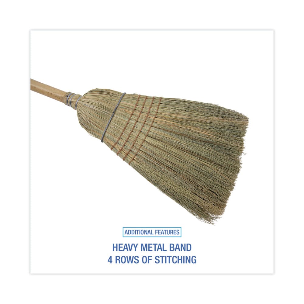 Warehouse Broom, Corn Fiber Bristles, 56" Overall Length, Natural - Image 2