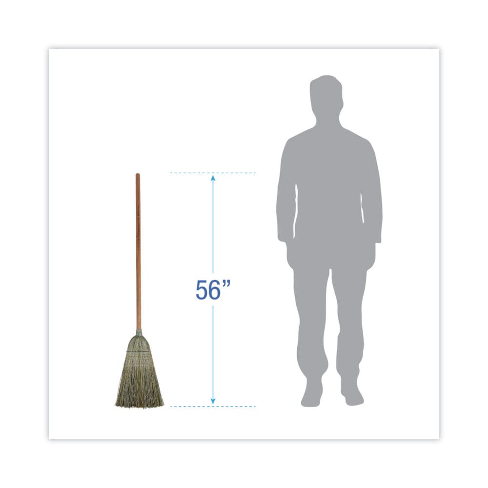 Warehouse Broom, Yucca Corn Fiber Bristles, 56" Overalll Length, Natural, 12/Carton - Image 6
