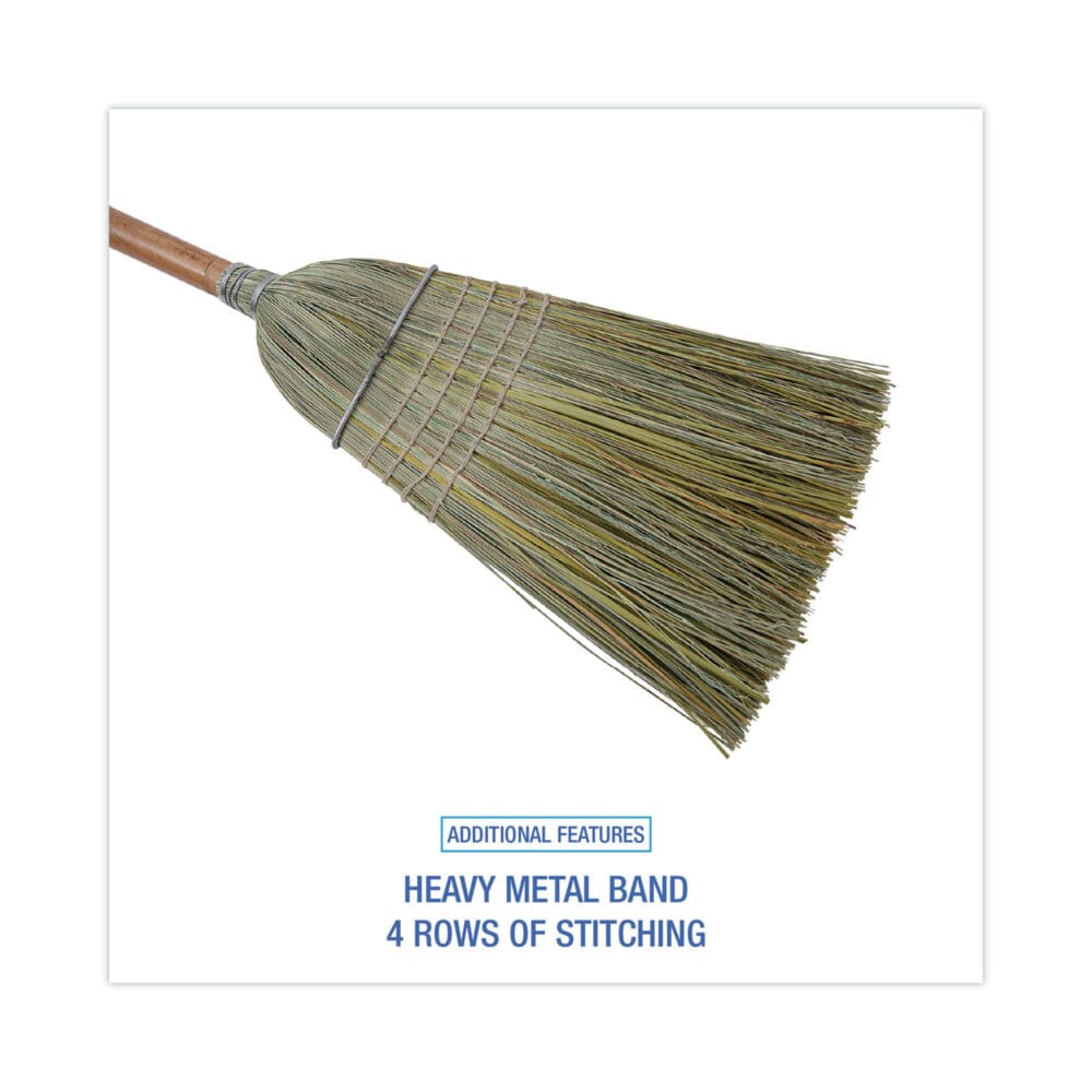 Warehouse Broom, Yucca Corn Fiber Bristles, 56" Overalll Length, Natural, 12/Carton - Image 2