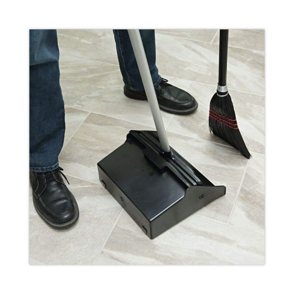 Flag Tipped Poly Lobby Brooms, Flag Tipped Poly Bristles, 38" Overall Length, Natural/Black, 12/Carton - Image 5