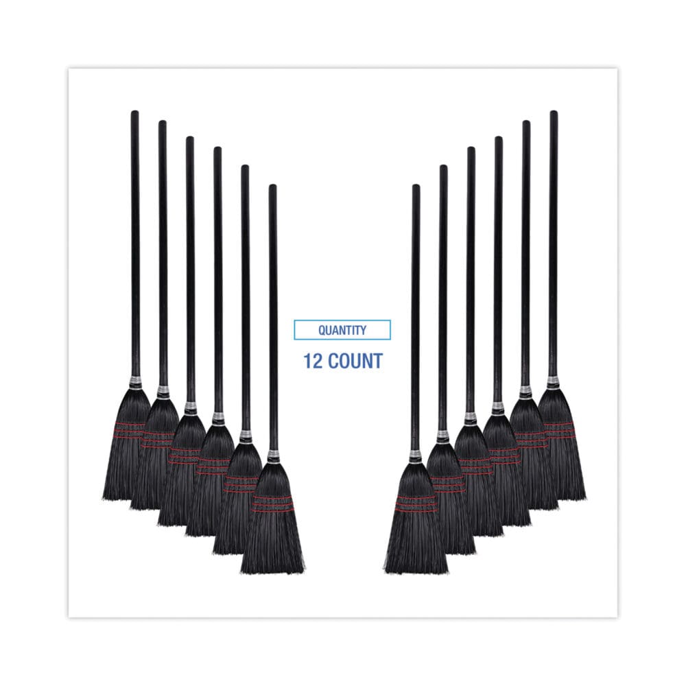 Flag Tipped Poly Lobby Brooms, Flag Tipped Poly Bristles, 38" Overall Length, Natural/Black, 12/Carton - Image 6