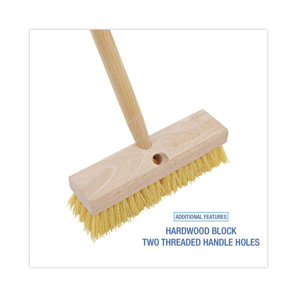 Deck Brush Head, 2" Cream Polypropylene Bristles, 10" Brush - Image 2