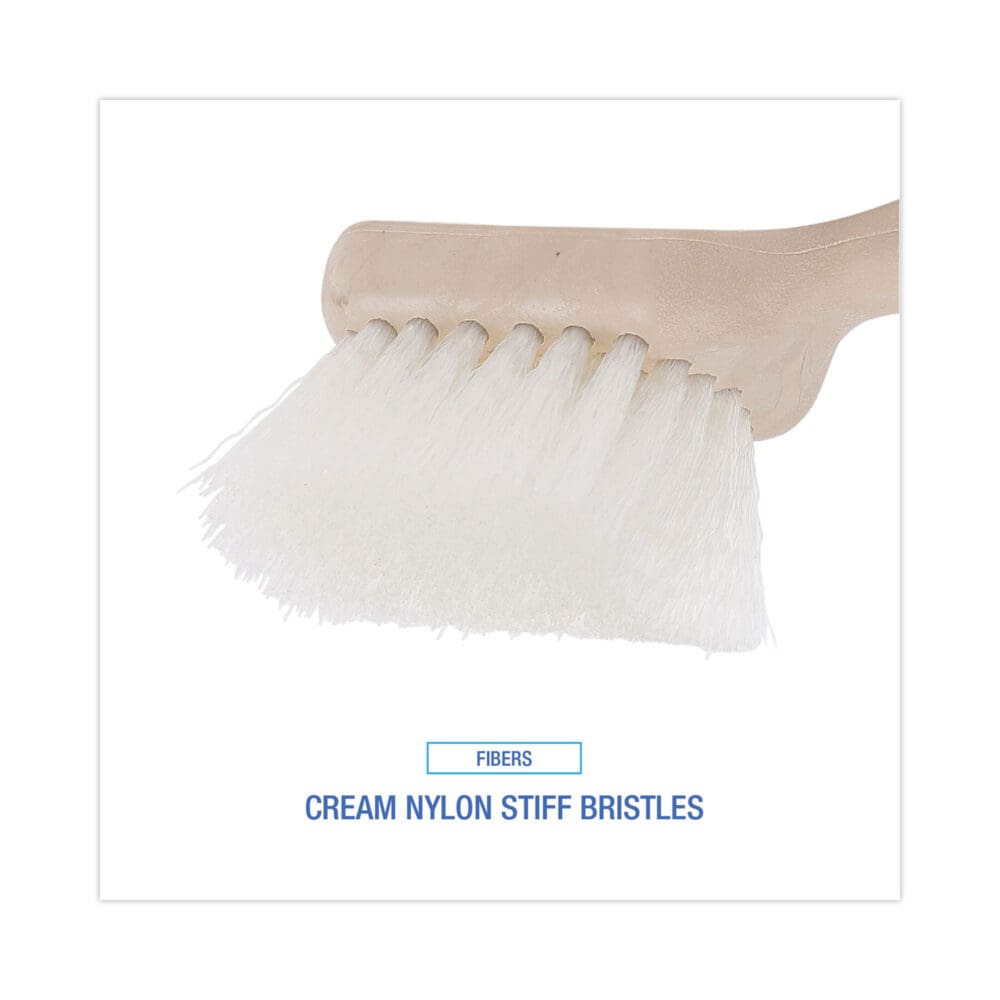 Utility Brush, Cream Nylon Bristles, 5.5" Brush, 3.5" Tan Plastic Handle - Image 3