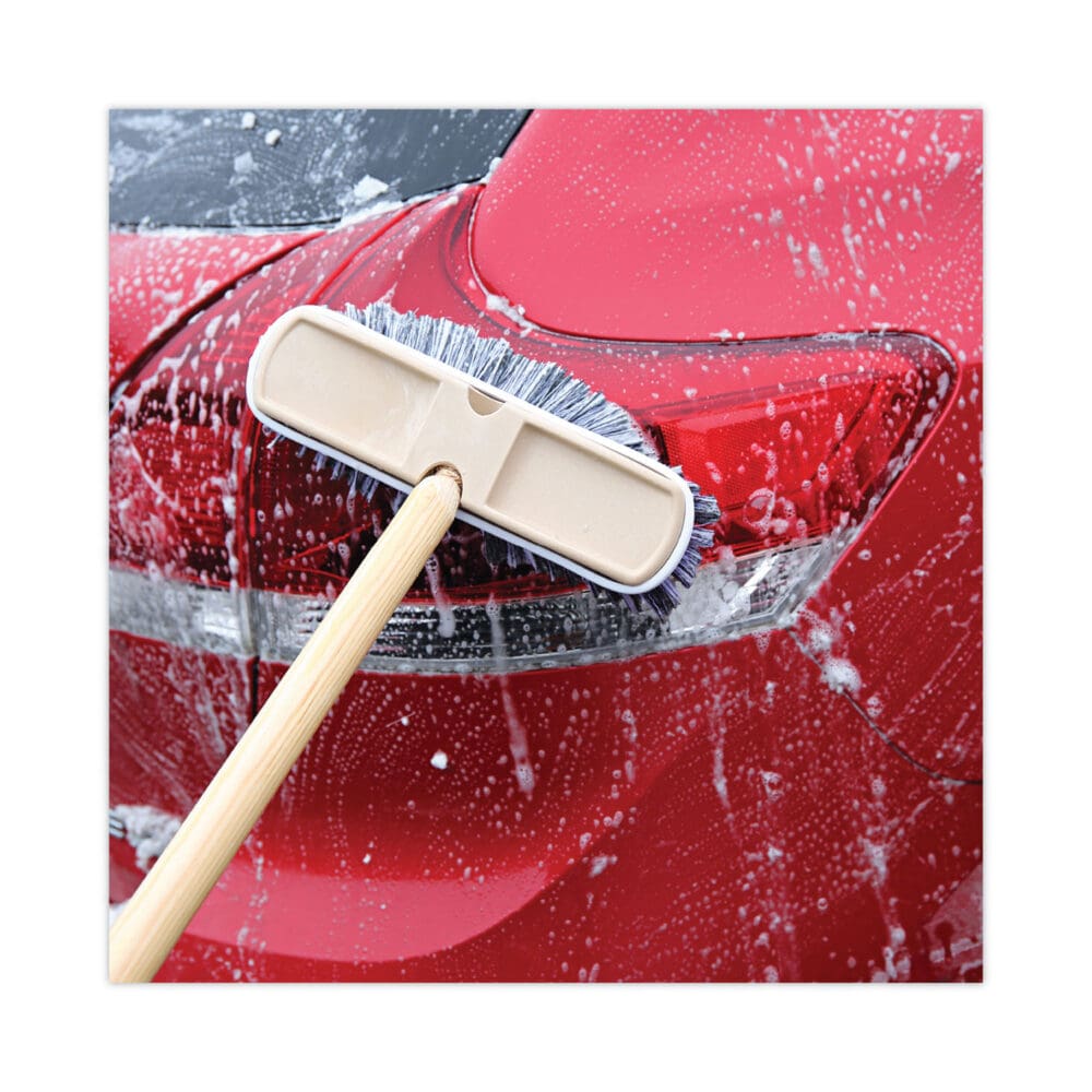 Polystyrene Vehicle Brush with Vinyl Bumper, Black/White Polystyrene Bristles, 10" Brush - Image 5