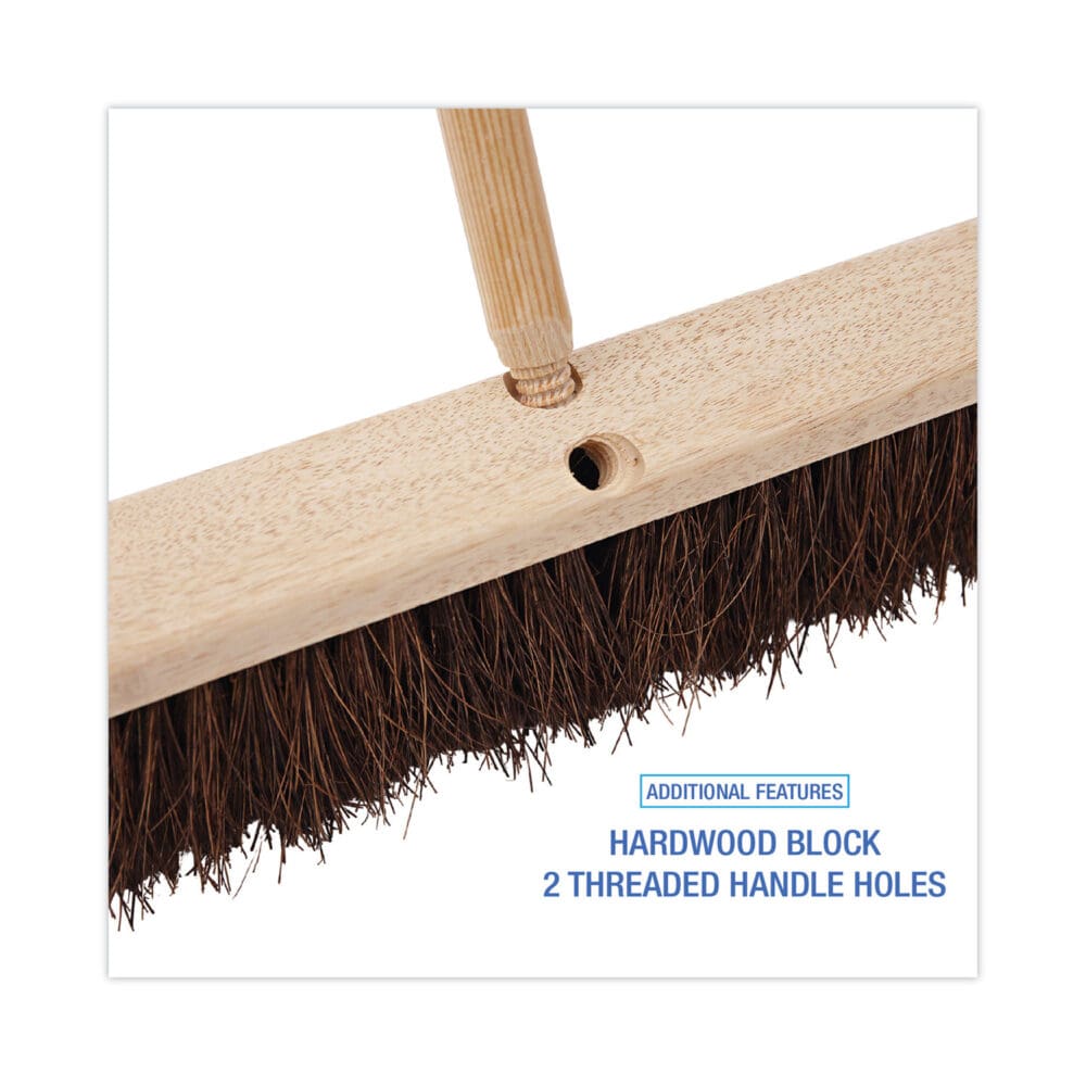 Floor Brush Head, 3.25" Natural Palmyra Fiber Bristles, 24" Brush - Image 2