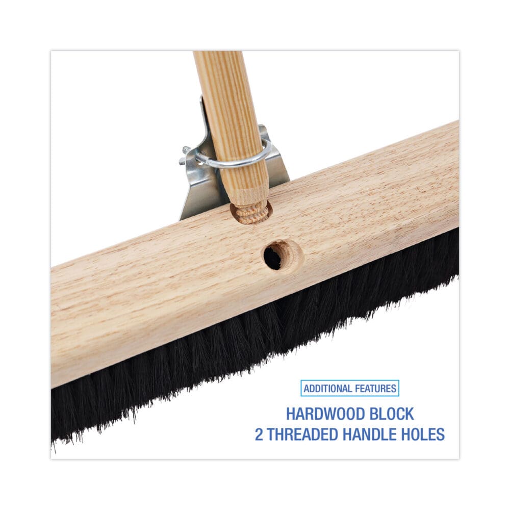 Floor Brush Head, 2.5" Black Tampico Fiber Bristles, 36" Brush - Image 2