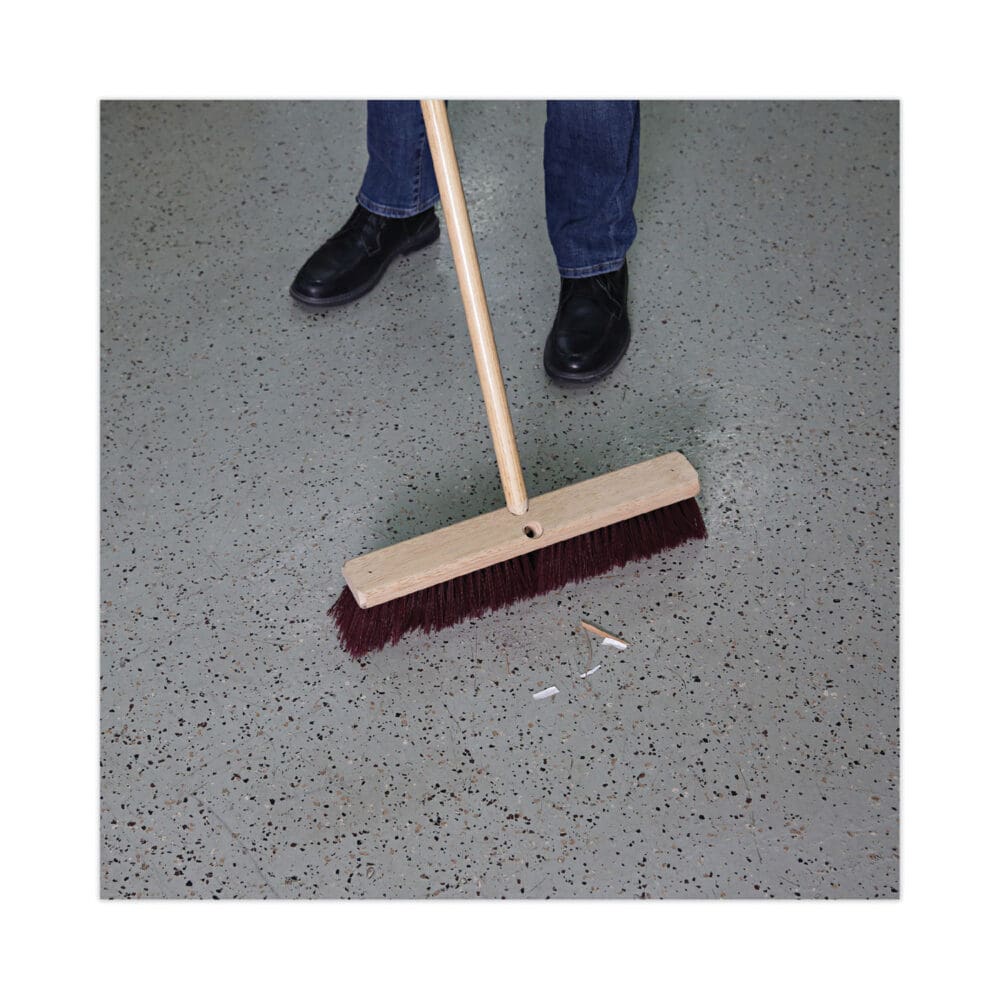 Floor Brush Head, 3" Maroon Heavy-Duty Polypropylene Bristles, 18" Brush - Image 4