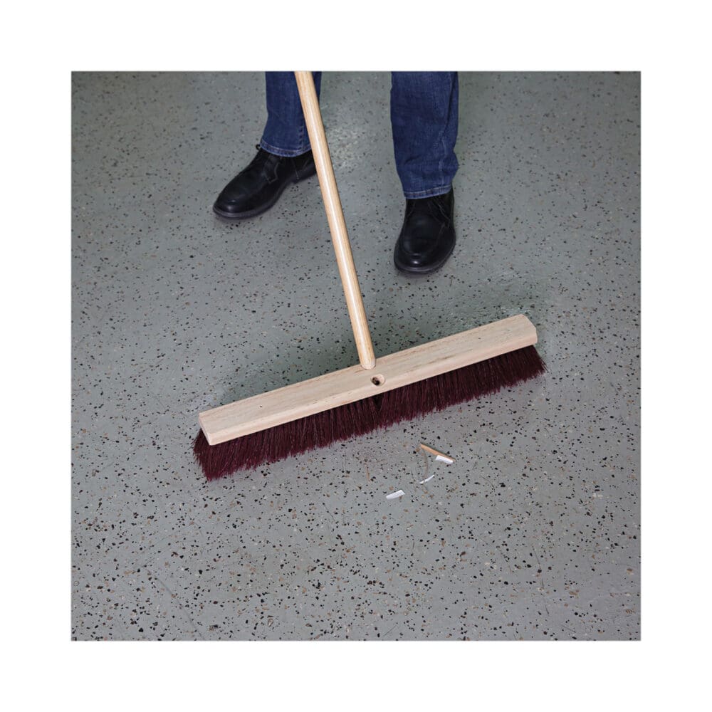 Floor Brush Head, 3.25" Maroon Stiff Polypropylene Bristles, 24" Brush - Image 4