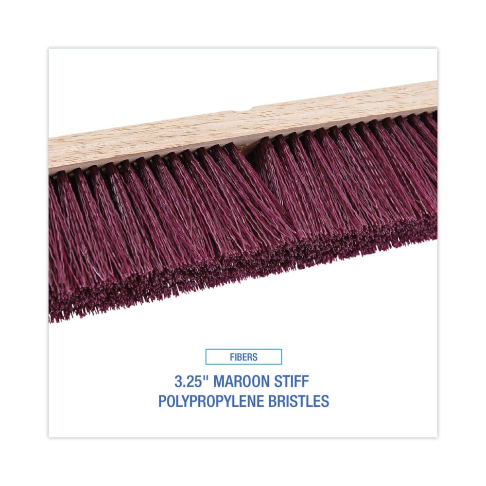 Floor Brush Head, 3.25" Maroon Stiff Polypropylene Bristles, 36" Brush - Image 3