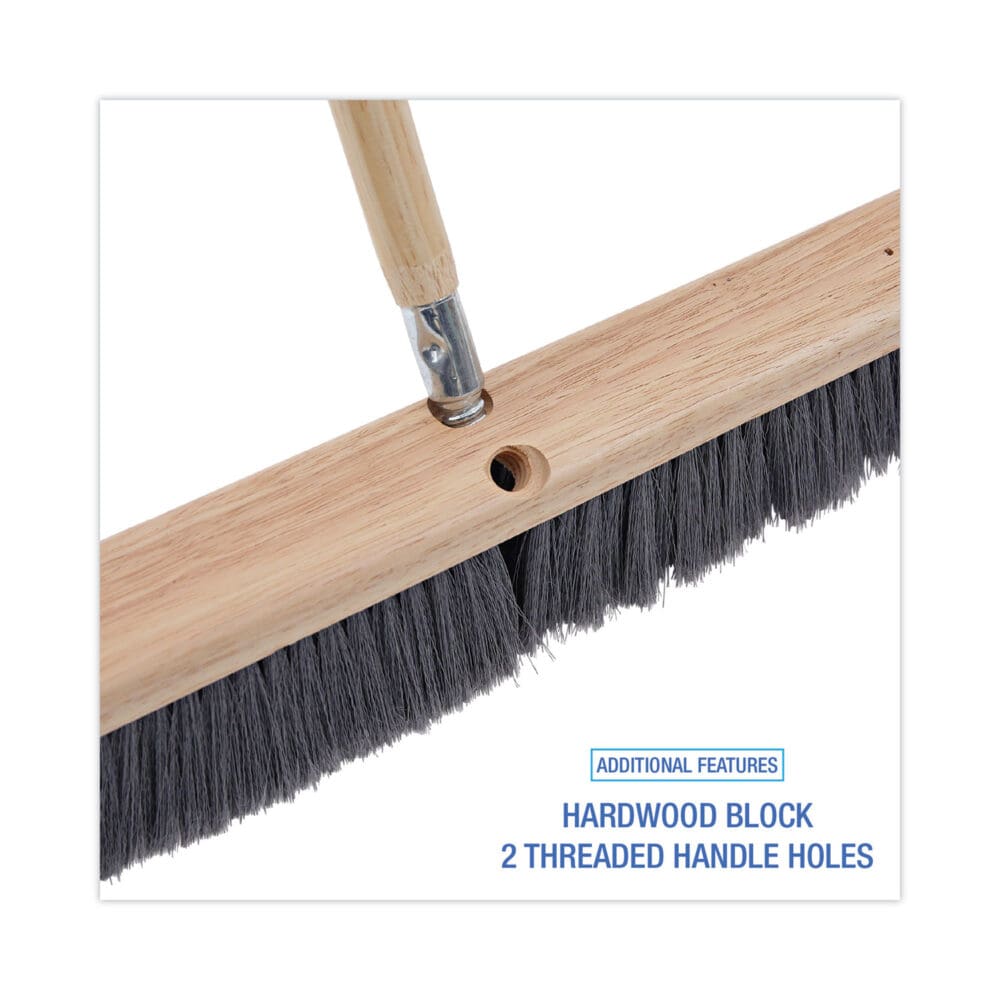 Floor Brush Head, 3" Gray Flagged Polypropylene Bristles, 18" Brush - Image 2