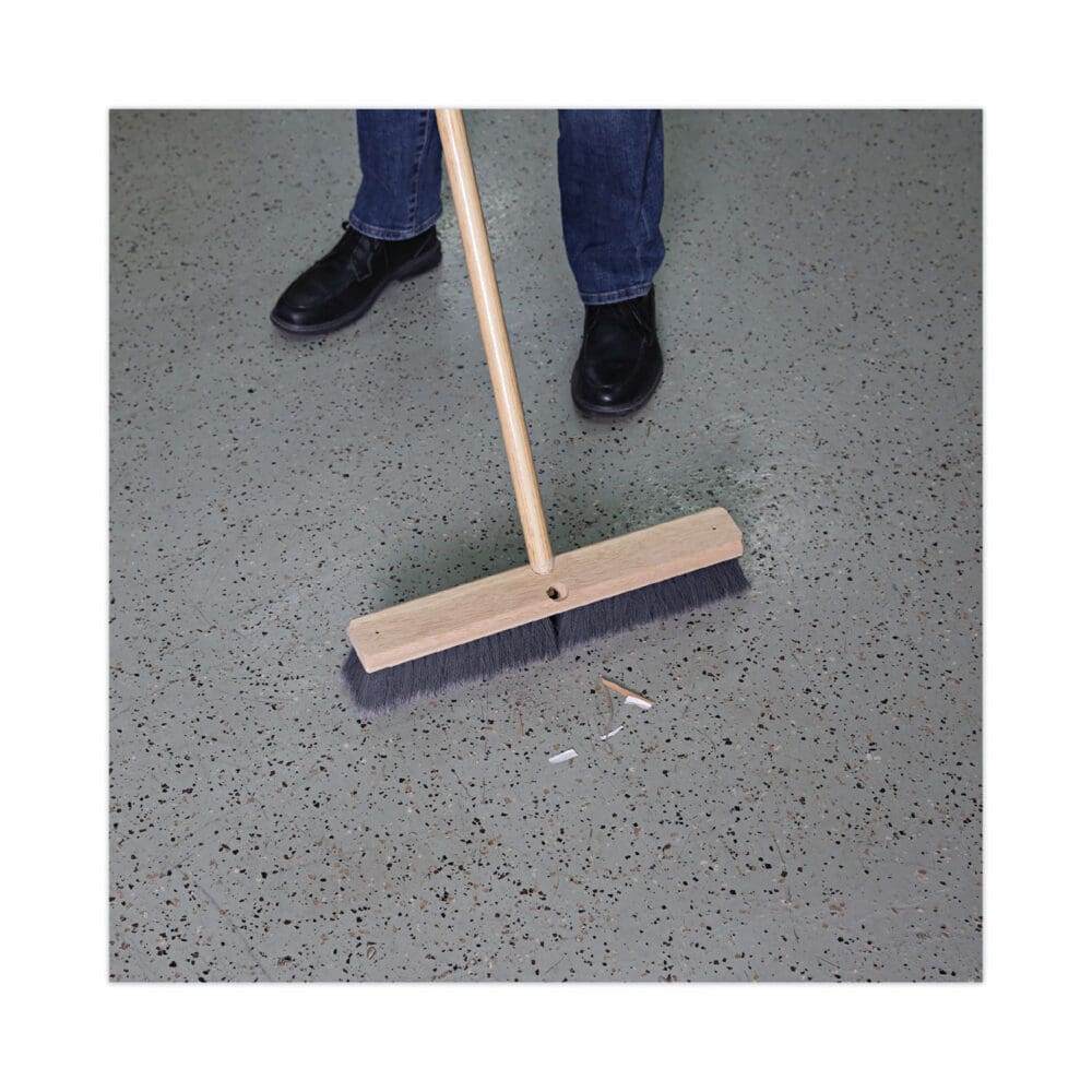 Floor Brush Head, 3" Gray Flagged Polypropylene Bristles, 18" Brush - Image 4