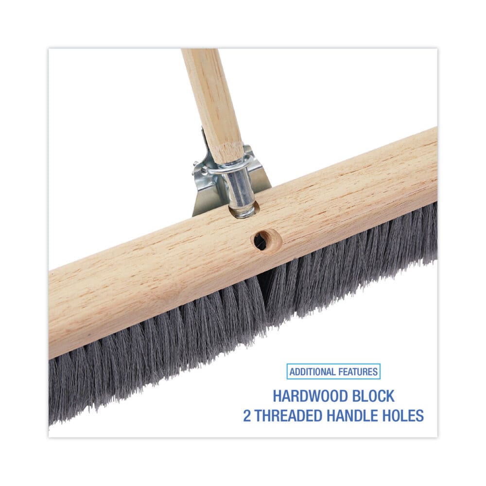 Floor Brush Head, 3" Gray Flagged Polypropylene Bristles, 36" Brush - Image 2