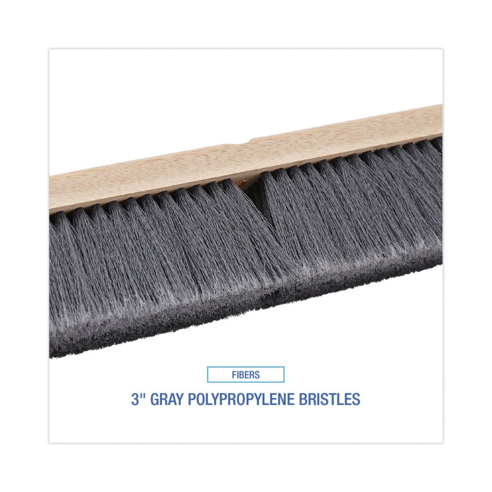 Floor Brush Head, 3" Gray Flagged Polypropylene Bristles, 36" Brush - Image 3