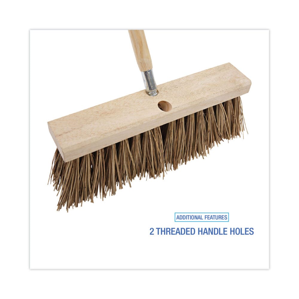 Street Broom Head, 6.25" Brown Palmyra Fiber Bristles, 16" Brush - Image 3