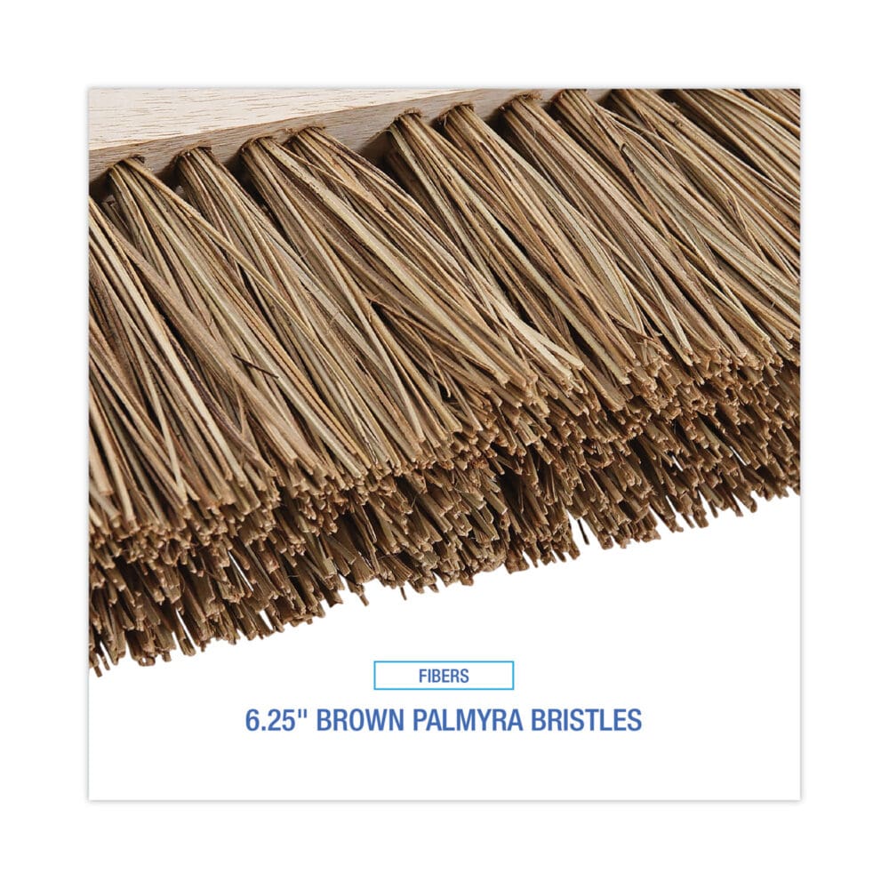 Street Broom Head, 6.25" Brown Palmyra Fiber Bristles, 16" Brush - Image 4