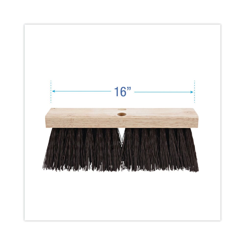 Street Broom Head, 6.25" Brown Polypropylene Bristles, 16" Brush - Image 2
