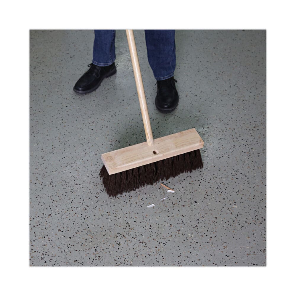 Street Broom Head, 6.25" Brown Polypropylene Bristles, 16" Brush - Image 5
