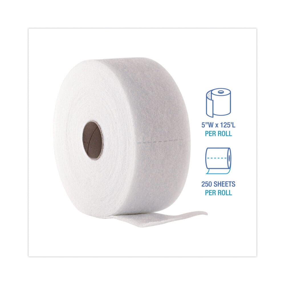 TrapEze Disposable Dusting Sheets, 5" x 125 ft, White, 250 Sheets/Roll, 2 Rolls/Carton - Image 7
