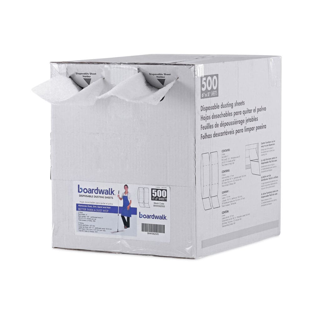TrapEze Disposable Dusting Sheets, 5" x 125 ft, White, 250 Sheets/Roll, 2 Rolls/Carton - Image 5