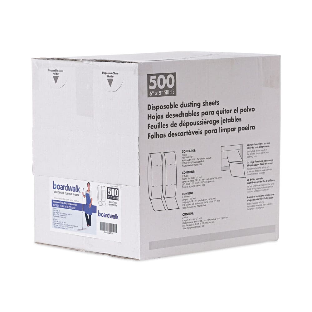 TrapEze Disposable Dusting Sheets, 5" x 125 ft, White, 250 Sheets/Roll, 2 Rolls/Carton - Image 6