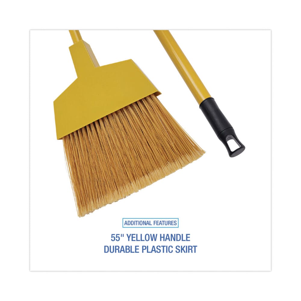Corn Fiber Angled-Head Lobby Brooms, 55" Handle, Yellow, 12/Carton - Image 2