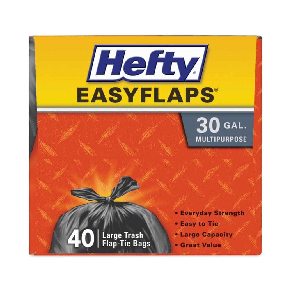 Easy Flaps Trash Bags, 30 gal, 0.85 mil, 30" x 33", Black, 40 Bags/Box, 6 Boxes/Carton - Image 2
