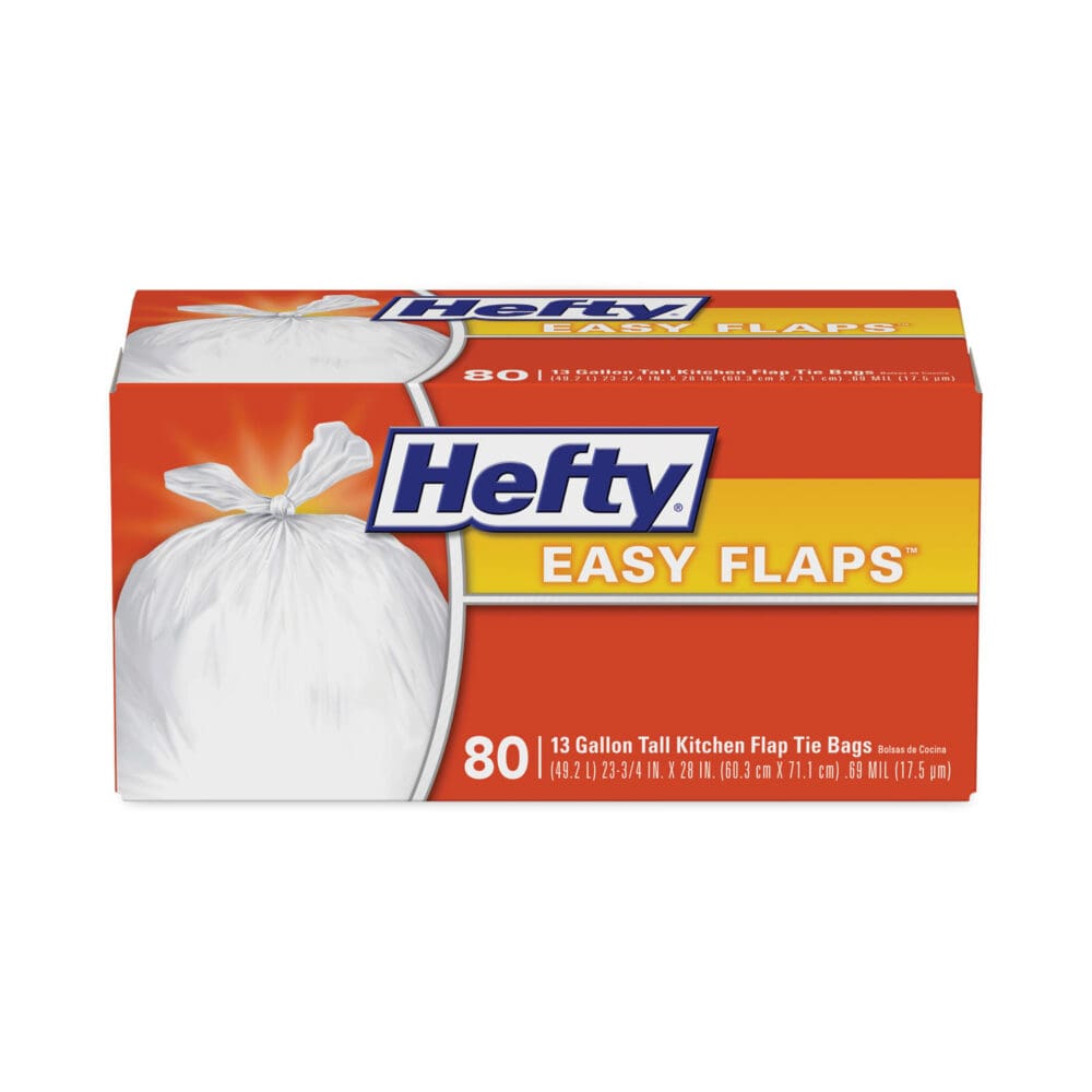 Easy Flaps Trash Bags, 13 gal, 0.8 mil, 23.75" x 28", White, 80/Box - Image 3