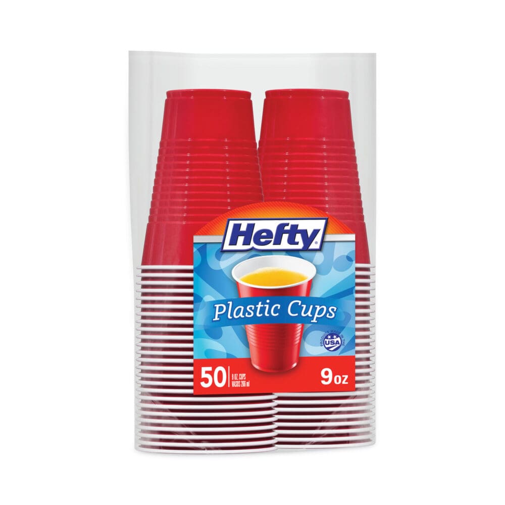 Easy Grip Disposable Plastic Party Cups, 9 oz, Red, 50/Pack, 12 Packs/Carton - Image 3