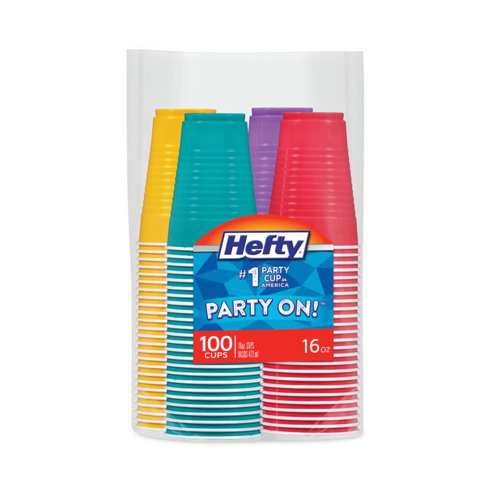 Easy Grip Disposable Plastic Party Cups, 16 oz, Assorted Colors, 100/Pack, 4 Packs/Carton - Image 5
