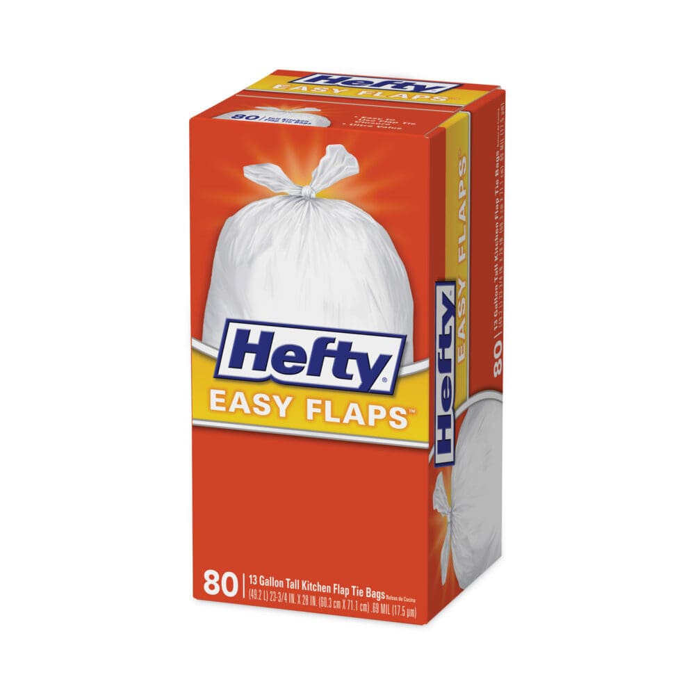 Easy Flaps Trash Bags, 13 gal, 0.8 mil, 23.75" x 28", White, 80/Box - Image 2