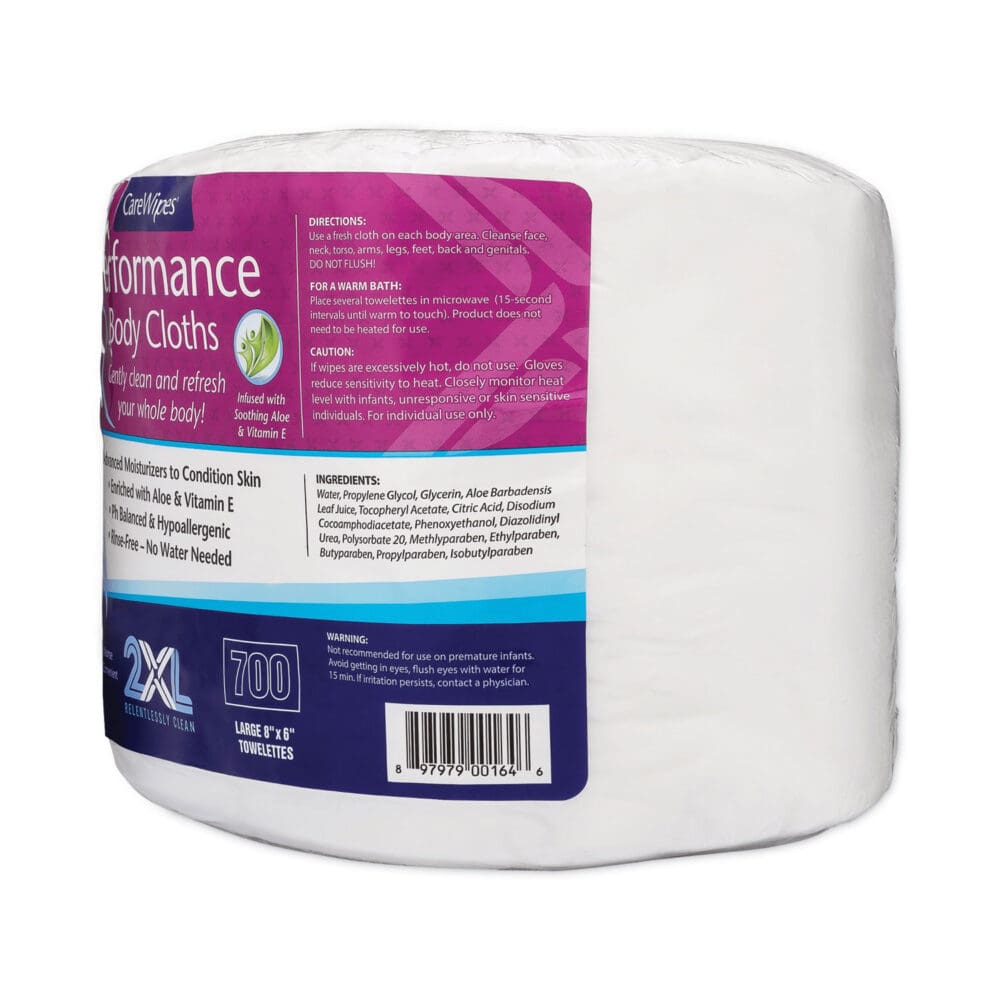 Performance Body Cloths, 1-Ply, 6 x 8, Unscented, White, 700/Pack, 2 Packs/Carton - Image 2
