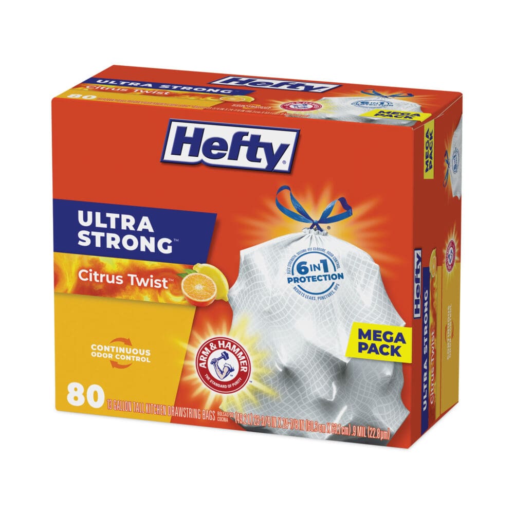 Ultra Strong Scented Tall White Kitchen Bags, 13 gal, 0.9 mil, 23.75" x 24.88", White, 80 Bags/Box, 3 Boxes/Carton - Image 2