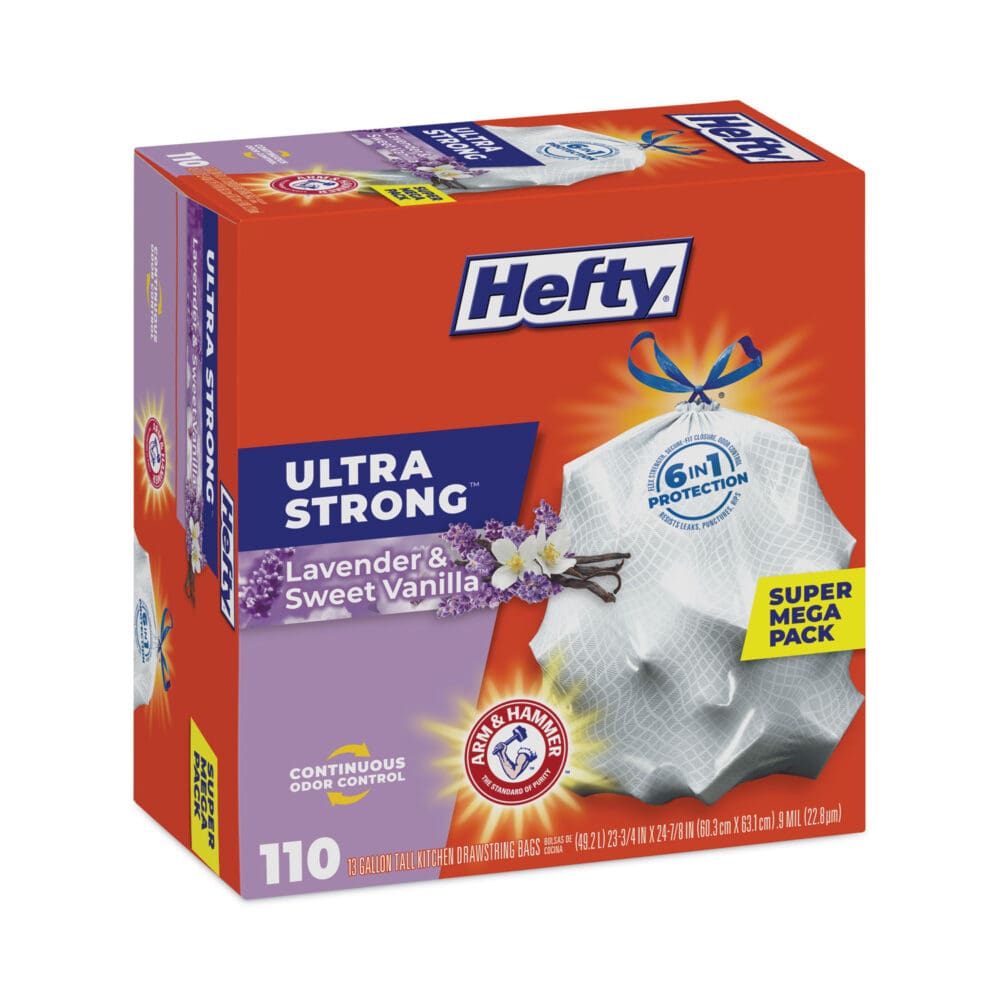 Ultra Strong Scented Tall White Kitchen Bags, 13 gal, 0.9 mil, 23.75" x 24.88", White, 110/Box - Image 5