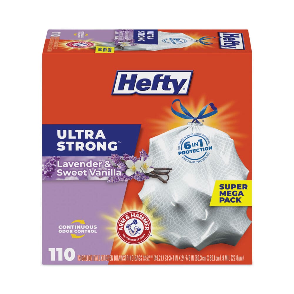 Ultra Strong Scented Tall White Kitchen Bags, 13 gal, 0.9 mil, 23.75" x 24.88", White, 110/Box - Image 3