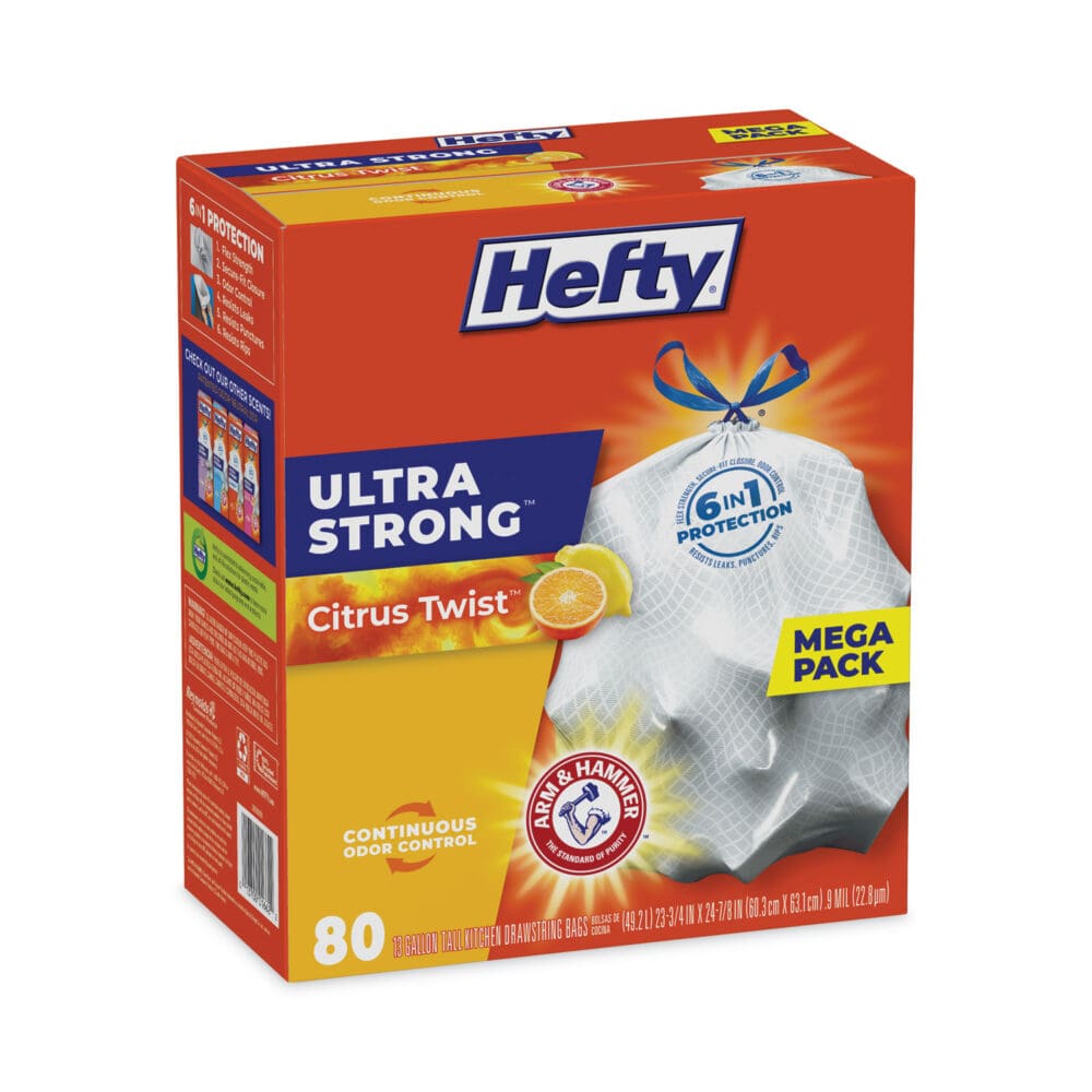 Ultra Strong Scented Tall White Kitchen Bags, 13 gal, 0.9 mil, 23.75" x 24.88", White, 80/Box - Image 2