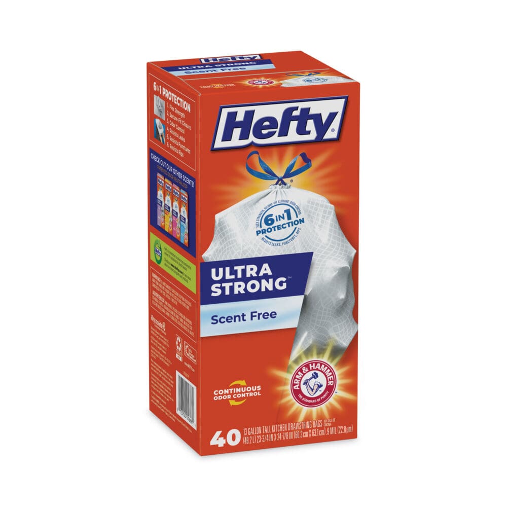 Ultra Strong Tall Kitchen and Trash Bags, 13 gal, 0.9 mil, 23.75" x 24.88", White, 40/Box - Image 2