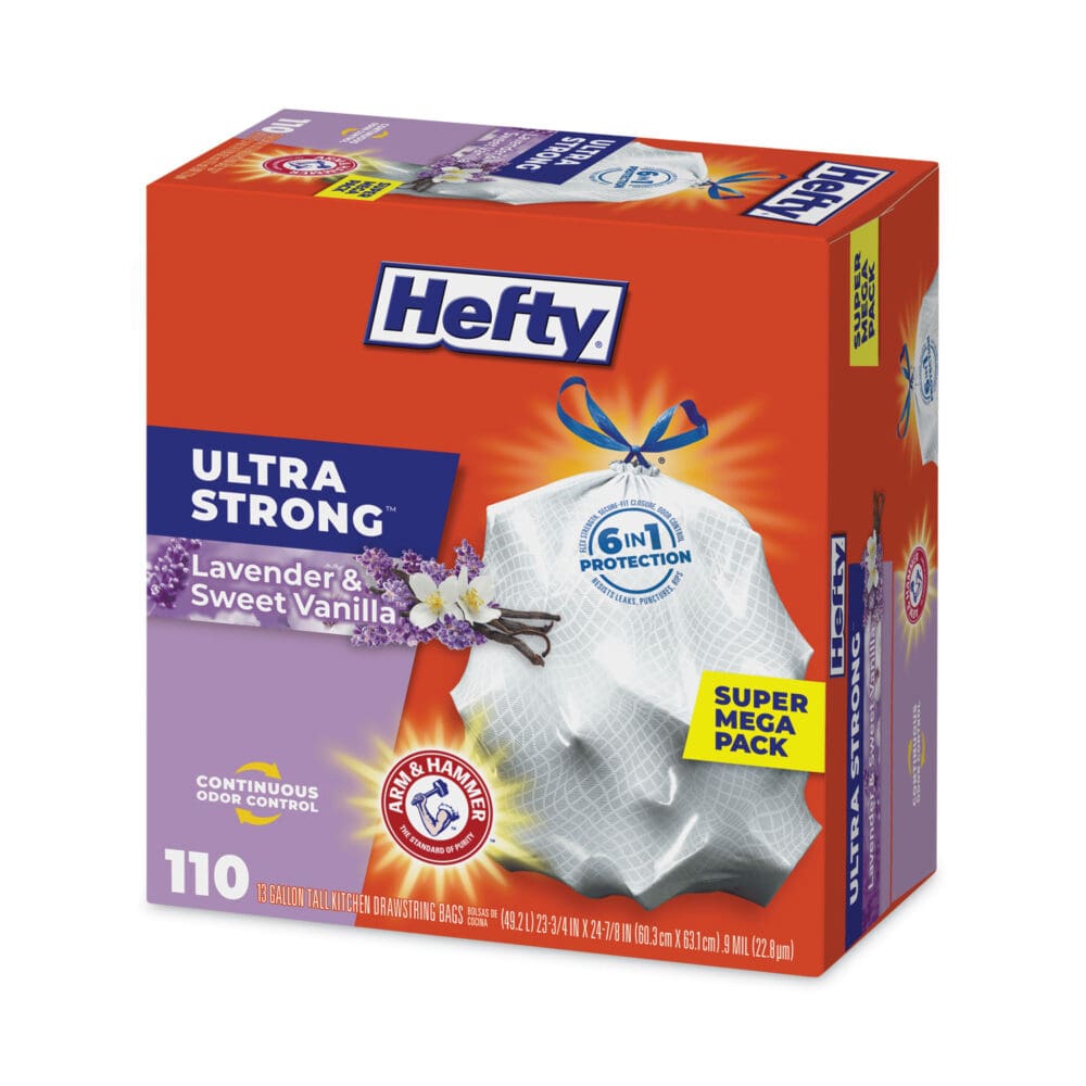 Ultra Strong Scented Tall White Kitchen Bags, 13 gal, 0.9 mil, 23.75" x 24.88", White, 110/Box - Image 2