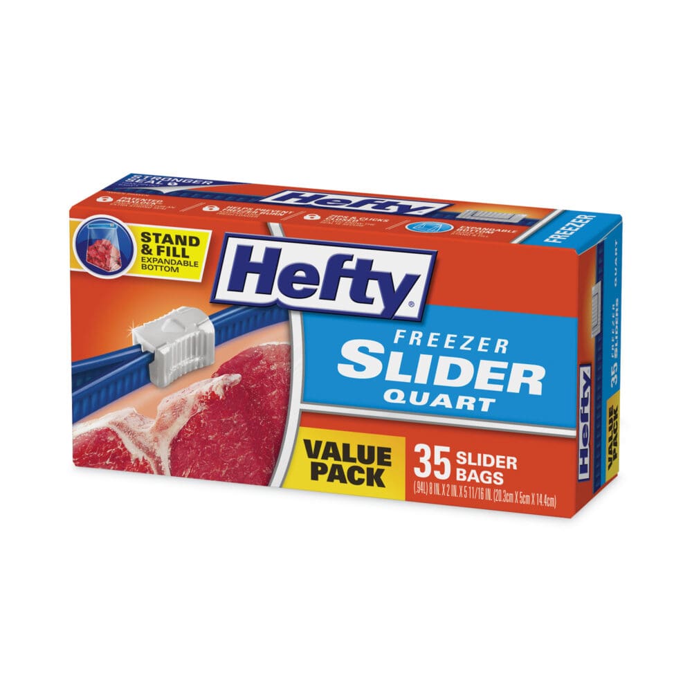Slider Bags, 1 qt, 2.5 mil, 7" x 8", Clear, 35/Box - Image 3