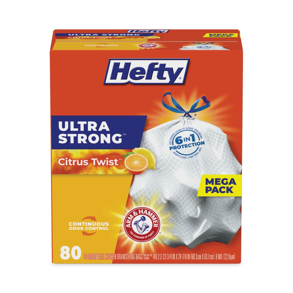 Ultra Strong Scented Tall White Kitchen Bags, 13 gal, 0.9 mil, 23.75" x 24.88", White, 80 Bags/Box, 3 Boxes/Carton - Image 3