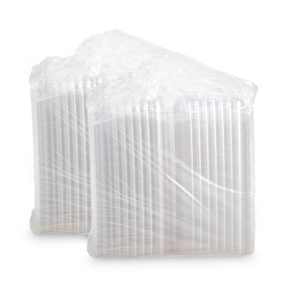 ClearSeal Hinged-Lid Plastic Containers, 9.3 x 8.8 x 3, Clear, Plastic, 100/Bag, 2 Bags/Carton - Image 4