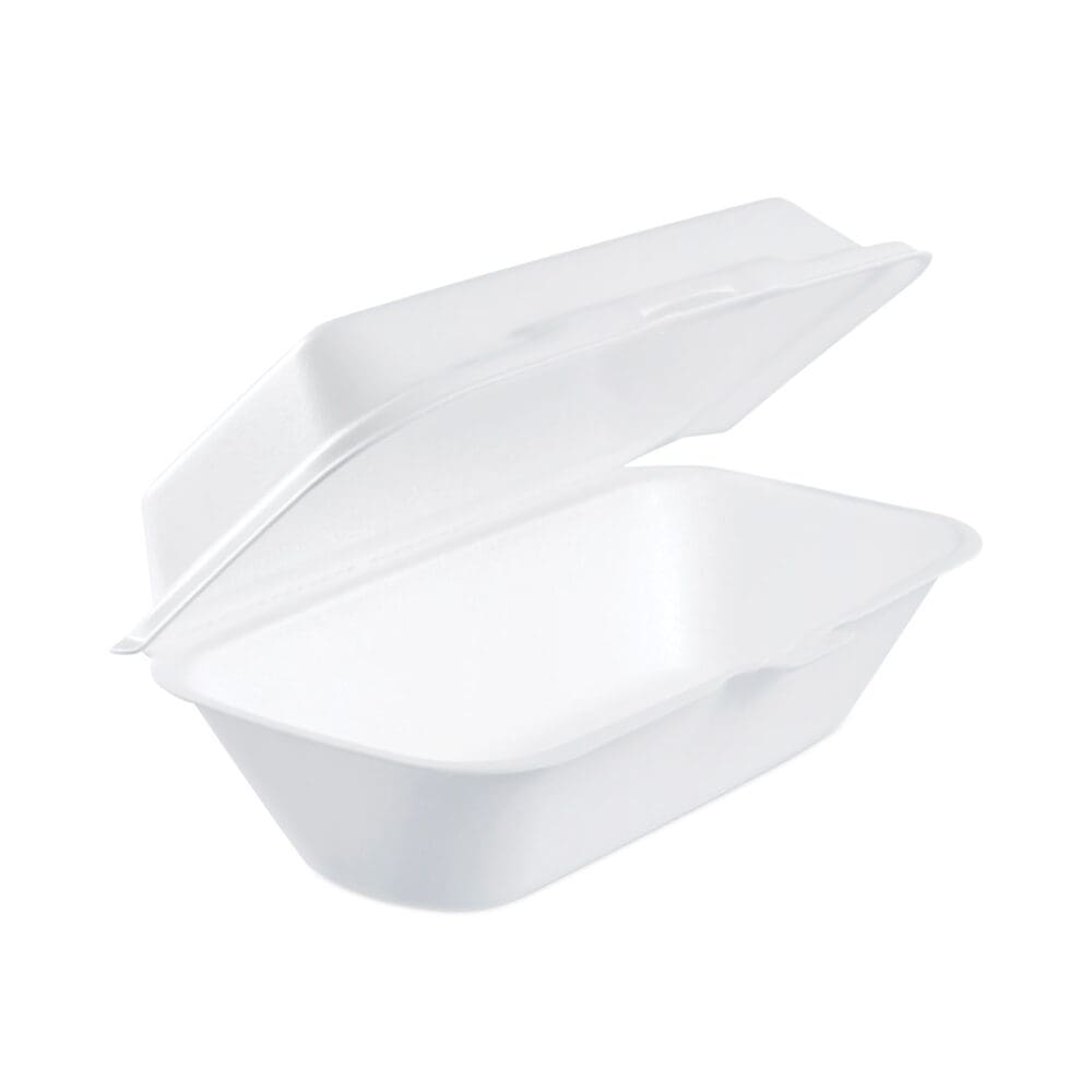 Foam Hinged Lid Container, Hoagie Container with Removable Lid, 5.3 x 9.8 x 3.3, White, 125/Bag, 4 Bags/Carton - Image 5