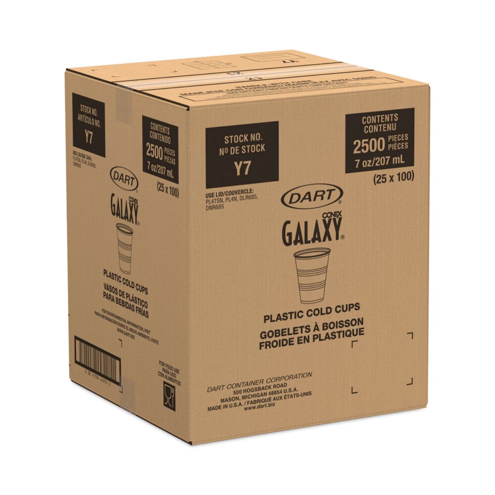 High-Impact Polystyrene Cold Cups, 7 oz, Translucent, 100 Cups/Sleeve, 25 Sleeves/Carton - Image 2