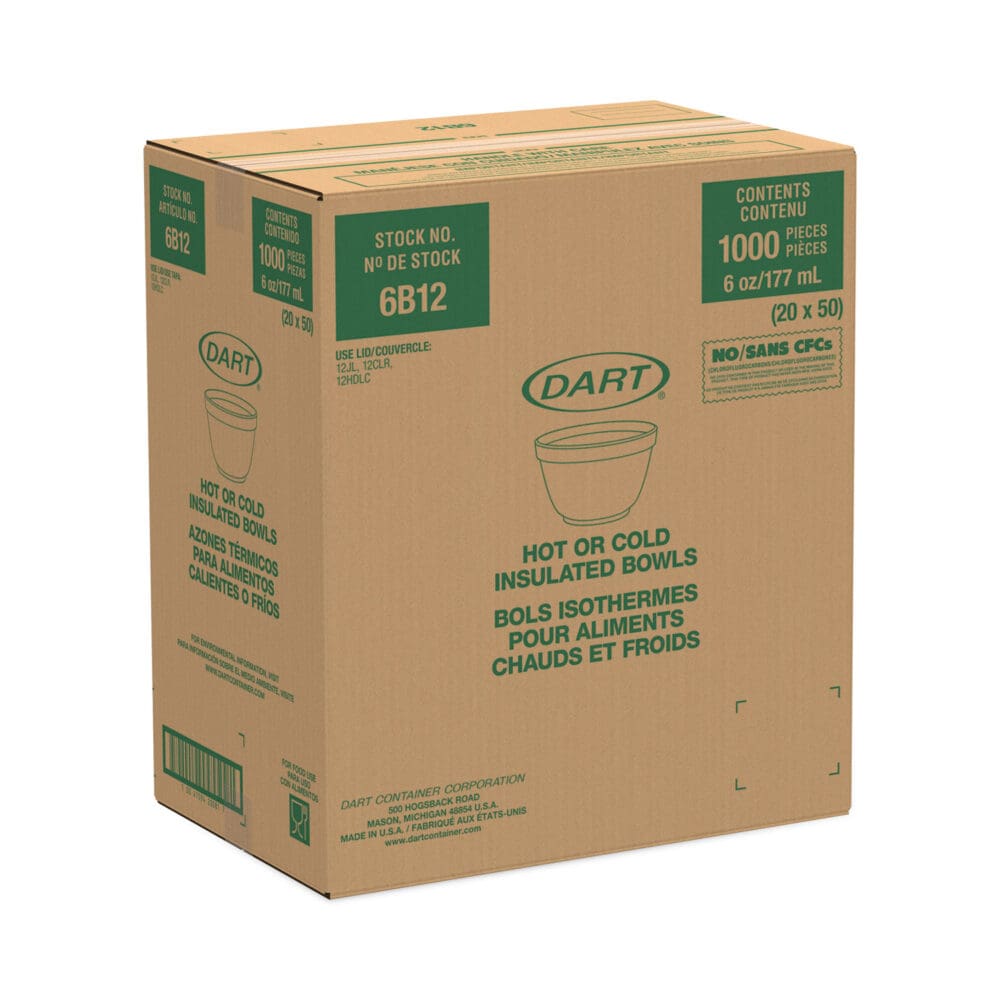 Foam Container, Squat, 6 oz, White, 50/Pack, 20 Packs/Carton - Image 2