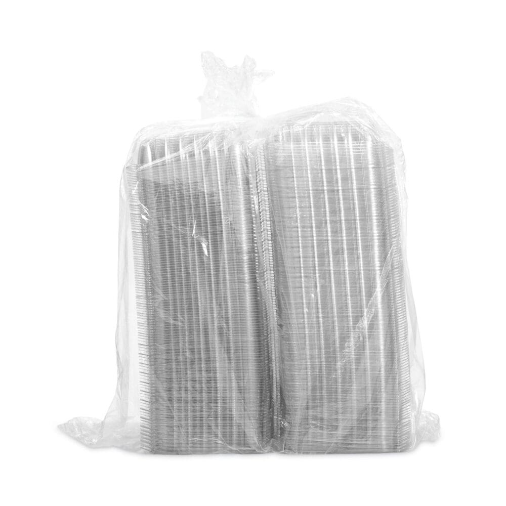 ClearSeal Hinged-Lid Plastic Containers, 8.31 x 8.31 x 2, Clear, Plastic, 125/Bag, 2 Bags/Carton - Image 2