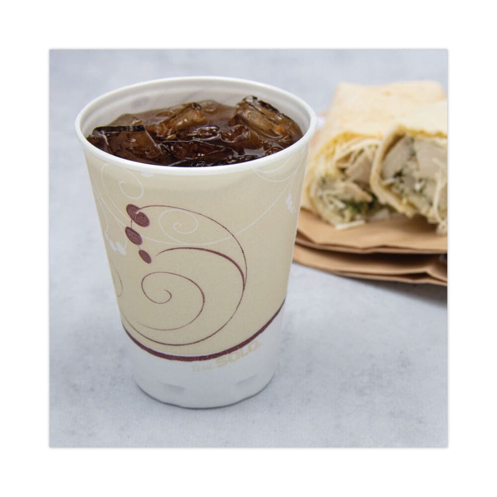 Trophy Plus Dual Temperature Insulated Cups in Symphony Design, 12 oz, Beige, 100/Pack - Image 2