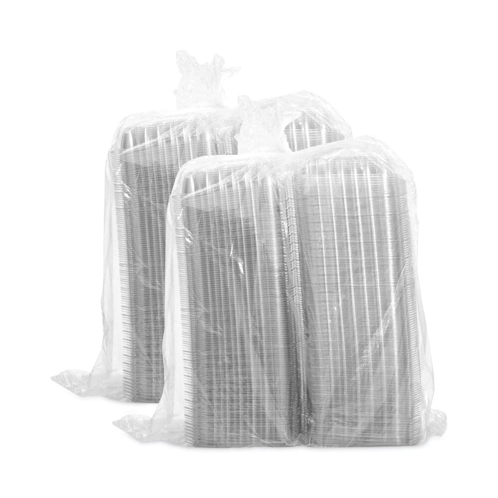 ClearSeal Hinged-Lid Plastic Containers, 8.31 x 8.31 x 2, Clear, Plastic, 125/Bag, 2 Bags/Carton - Image 3